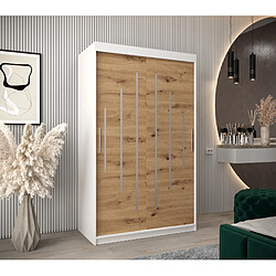 Abiks Meble Armoire YORK À Portes Coulissantes 200/120/62 2 Portes (Blanc/Artisan)