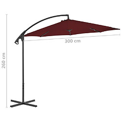 vidaXL Parasol de jardin en porte-à-faux mât en acier rouge bordeaux pas cher