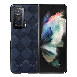 Coque en TPU + PU texture la grille bleu pour votre Honor Magic V