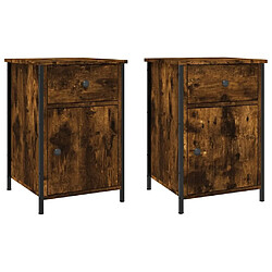 Maison Chic Lot de 2 Tables de chevet - Tables de Nuit chêne fumé 40x42x60 cm bois d'ingénierie