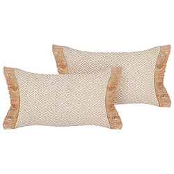 Beliani Lot de 2 coussins BOATH 30 x 50 cm Unicolore Beige