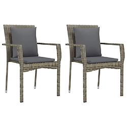 Acheter Salle à manger de jardin 3 pcs,Table et chaise à dîner avec coussins Gris -MN58767