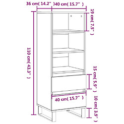 vidaXL Buffet haut Gris béton 40x36x110 cm Bois d'ingénierie pas cher