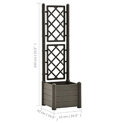 vidaXL Jardinière avec treillis 43x43x142 cm PP Anthracite pas cher