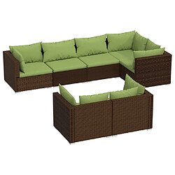 vidaXL Salon de jardin avec coussins 7 pcs marron résine tressée