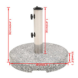 vidaXL Socle de parasol Granite Rond 20 kg pas cher