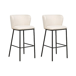 Beliani Tabouret de bar Set de 2 Tissu Blanc cassé MINA