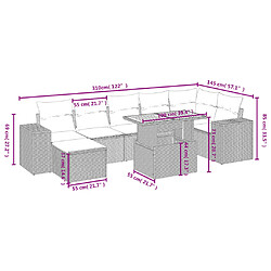 Avis Maison Chic Ensemble Tables et chaises d'extérieur 8 pcs avec coussins,Salon de jardin noir résine tressée -GKD961571