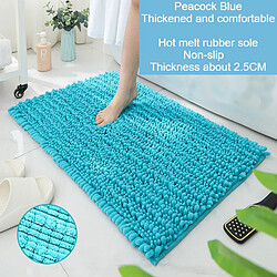 LUUCOZK Tapis de bain antidérapants Tapis de bain absorbants à séchage rapide - 51 x 81 cm Bleu paon-Taille standard