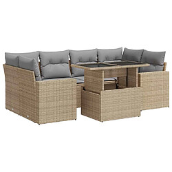 vidaXL Salon de jardin avec coussins 7 pcs beige résine tressée