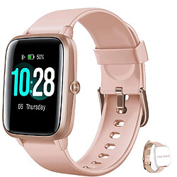 Chrono Montre Connectée avec Tracker d'Activité Connecté IP68 Étanche Sport Fitness Compatible IOS,Android-Rose