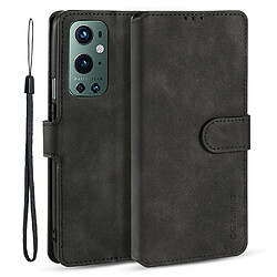 Dg.Ming Etui en PU Vintage avec support noir pour votre OnePlus 9 Pro