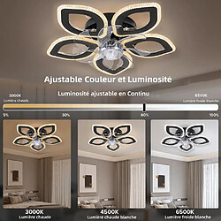 FIMEI Ventilateur de plafond à LED 6 Vitesse Fan Silencieux avec Dimmable Eclairage 3 Couleurs