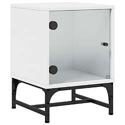 vidaXL Table de chevet avec porte en verre blanc 35x37x50 cm