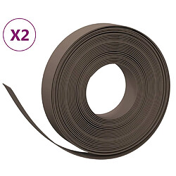 vidaXL Bordures de jardin 2 pcs marron 10 m 10 cm polyéthylène