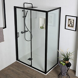 Kiamami Valentina PORTE DE DOUCHE NICHE 100 CM PORTE COULISSANTE + PAROI FIXE 70 CM | CITY