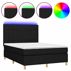 Sommier à lattes,Cadre à lattes de lit et matelas et LED pour Adulte Noir 140x190 cm Tissu -MN37451