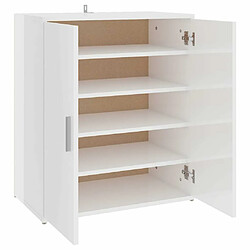 Maison Chic Armoire à Chaussures,Meuble de Rangement à Chaussures Blanc brillant 60x35x70 cm Aggloméré -MN11642