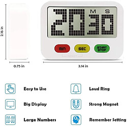 Avis Universal Minuteur de cuisine, minuteur magnétique réveil de cuisine avec grand nombre, alarme bruyante, minuteur numérique pour jeux de sport de cuisson |