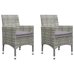 Avis Maison Chic Table de bistro et chaises d'extérieur 3 pcs,Ensemble de bistro de jardin pour relax Résine tressée et verre trempé Gris -GKD937126