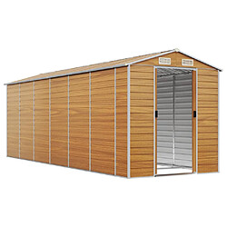 Helloshop26 Abri de jardin cabane cabanon maison de stockage remise extérieur hangar outils robuste clair 191 x 555 x 198 cm acier galvanisé marron 02_0022293