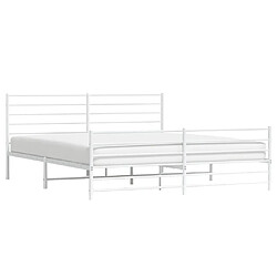 Acheter Maison Chic Lit adulte - Lit simple Cadre de lit métal avec tête de lit/pied de lit,Structure du lit Contemporain pour chambre blanc 180x200cm -MN55524