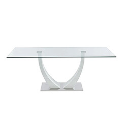 Acheter Vente-Unique Table à manger 8 personnes en verre trempé, MDF et acier inoxydable - Blanc - MEZZO II