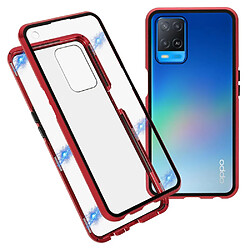 Coque en métal double face, ultra clair, fermeture magnétique, rouge pour votre Oppo A54 4G