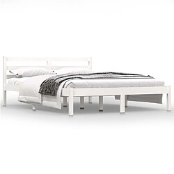 Maison Chic Lit adulte - Lit simple Cadre de lit,Structure du lit Contemporain Bois massif de pin 140x190 cm Blanc -MN82780