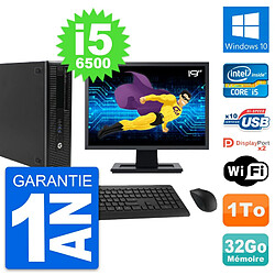 PC HP 800 G2 SFF Ecran 19" Intel i5-6500 RAM 32Go Disque 1To Windows 10 Wifi - Occasion