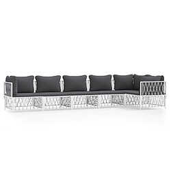 Maison Chic Salon de jardin 6 pcs avec coussins - Table et chaises d'extérieur - Mobilier/Meubles de jardin Moderne blanc acier -MN53210