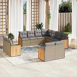 Maison Chic Salon de jardin 11 pcs avec coussins | Ensemble de Table et chaises | Mobilier d'Extérieur beige résine tressée -GKD34727