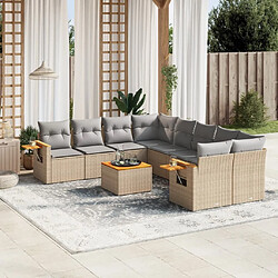 Maison Chic Salon de jardin avec coussins 9 pcs | Ensemble de Table et chaises | Mobilier d'Extérieur beige résine tressée -GKD33776