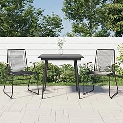 Ensemble à manger de jardin 3 pcs,Table et chaise à dîner noir rotin PVC -MN79500