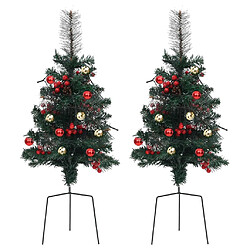 vidaXL Arbre de Noël artificiel pré-éclairé d'allée 2 pcs 76 cm PVC