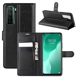 Etui en PU peau de litchi avec support noir pour votre Huawei P40 Lite 5G/Nova 7 SE