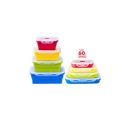 Avis YP Select Boîte à lunch pliable en silicone avec couvercle pliable en silicone Ensemble de 4 pièces