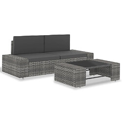 Maison Chic Salon de jardin 3 pcs - Table et chaises d'extérieur - Mobilier/Meubles de jardin Moderne Résine tressée Gris -MN84882