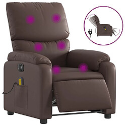 vidaXL Fauteuil de massage inclinable électrique marron similicuir