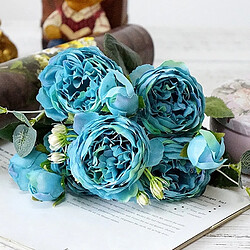 Wewoo Fleurs Artificielles 5 PCS de Rose Petit Bouquet Flores Home Party Mariage Faux Fleur Décoration Bleu