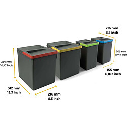 Avis Emuca Bacs de tri pour tiroir de cuisine Recycle 2 bacs de 15 litres et 2 bacs de 7 litres.