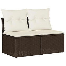 vidaXL Salon de jardin avec coussins 2pcs marron résine tressée acacia