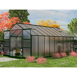 Vente-Unique Serre de Jardin en polycarbonate de 16,8 m² avec embase - Vert - IXORA