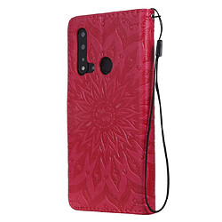 Avis Wewoo Housse Coque Impression pressée Motif tournesol Étui en cuir PU à rabat horizontal pour Huawei Nova 5i / P20 Lite 2019avec support et fentes cartes et portefeuille et lanière rouge