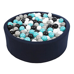 Velinda Piscine à balles Aire de jeu + 450 balles bleu marine noir,blanc,gris,turquoise