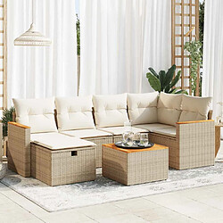 vidaXL Salon de jardin avec coussins 7 pcs beige résine tressée