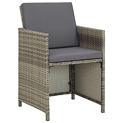 Maison Chic Lot de 2 Chaises de jardin,Fauteuil d'extérieur avec coussins Résine tressée Gris -MN33742