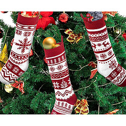 Avis C223 4PCS Ornements de Noël Grandes chaussettes de Noël Sac-cadeau Sac à cadeau tricoté Sac-cadeau Pendentif Cheminée Pendentif