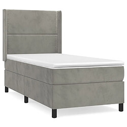 vidaXL Sommier à lattes de lit et matelas Gris clair 100x200cm Velours