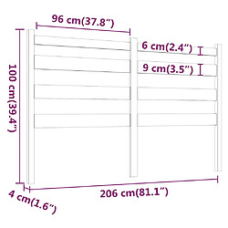 Acheter vidaXL Tête de lit 206x4x100 cm Bois massif de pin